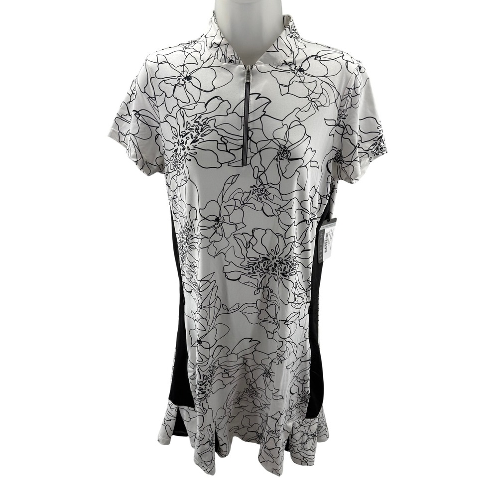 Tail Activewear Stell Golf Dress Womens Etched Floral White Black Small NEW